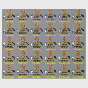 2nd Birthday: Spooky Halloween Theme + Custom Name Wrapping Paper