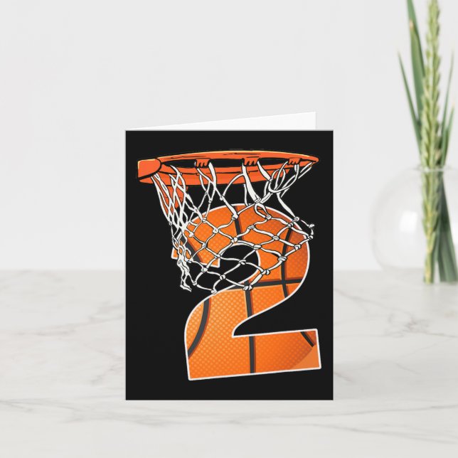 2nd Birthday Sport 2 Years Old Basketball 2 Boys K Card (Front)