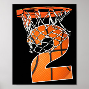2nd Birthday Sport 2 Years Old Basketball 2 Boys K Poster