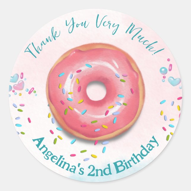 2nd birthday sticker with cute design. (Front)