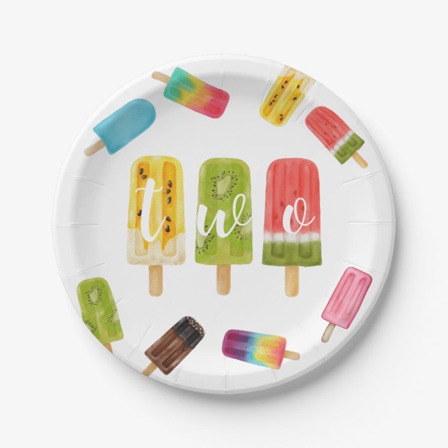 2nd Birthday Summer pop Sweet Cute Modern Pastel Paper Plates (Front)