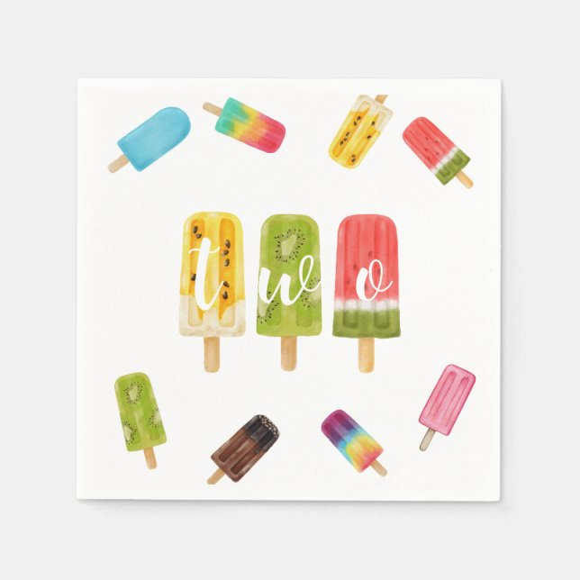 2nd Birthday Summer popsicle ice cream party Napkins (Front)