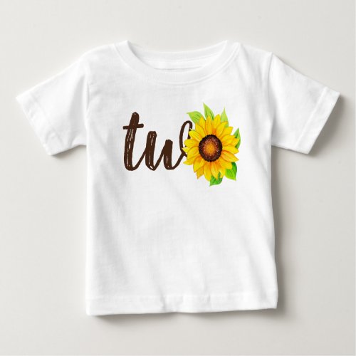 2nd Birthday Sunflower Two Cute Country Farm Party Baby T_Shirt