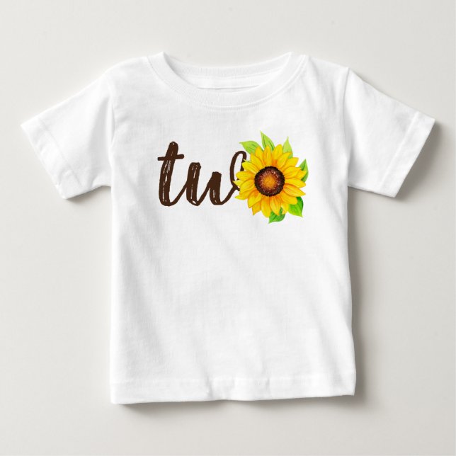2nd Birthday Sunflower Two Cute Country Farm Party Baby T-Shirt (Front)