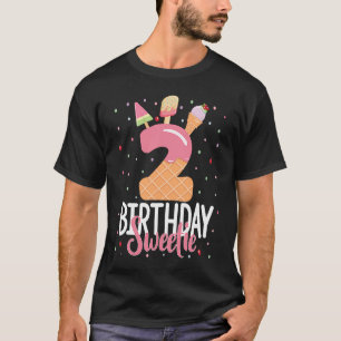 2nd Birthday Sweetie Ice Cream Girl 2 Years Old B T-Shirt
