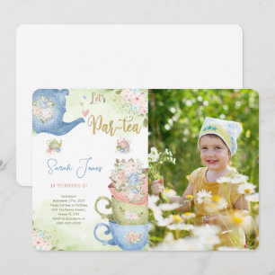 2ND Birthday Tea Party Photo Invitation