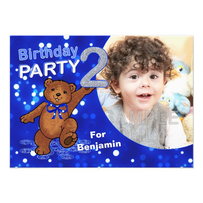 2nd Birthday Teddy Bears Party, Custom Photo Invite