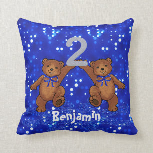 2nd Birthday Teddy Bears Throw Pillow