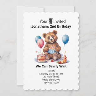 2nd birthday Teddy themes for kids Invitation