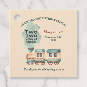 2nd Birthday Train Party All Aboard Watercolor Favor Tags