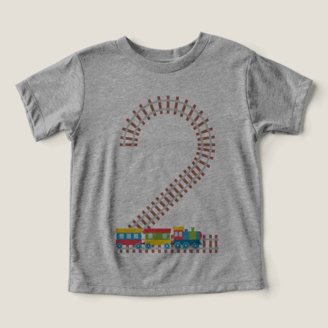 2nd Birthday Train Railroad Themed 2 Year Old Boys Toddler T-shirt (Design Front)