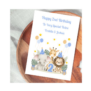 2nd Birthday Trio Safari Animals Birthday Card