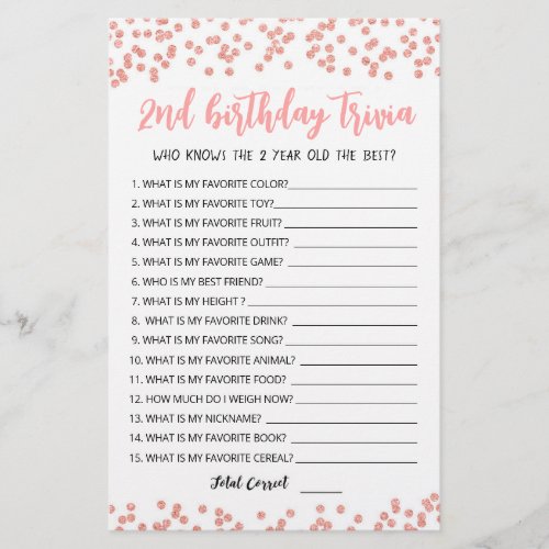 2nd Birthday Trivia editable game