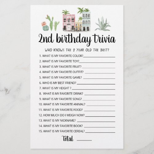 2nd Birthday Trivia editable game