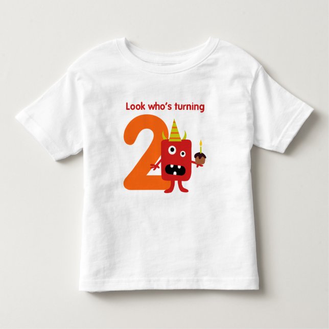 2nd Birthday Tshirt Cute Monster (Front)