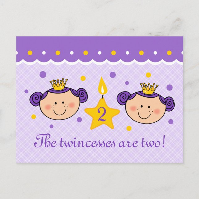 2nd Birthday Twincess Invitation Postcard (Front)
