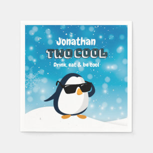2nd Birthday Two Cool Penguin Boy Napkins