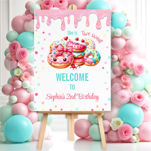 2nd Birthday Two Sweet Cute Donut Girl Welcome Foam Board