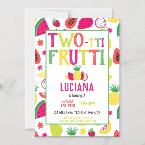2nd Birthday Two_tti Frutti Fruit Birthday Party Magnetic Invitation