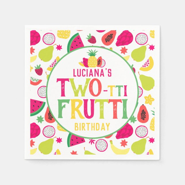 2nd Birthday Two-tti Frutti Fruit Birthday Party Napkins (Front)