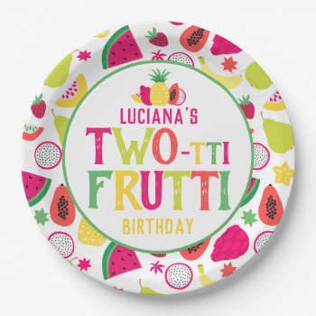 2nd Birthday Two-tti Frutti Fruit Birthday Party Paper Plates by LilPartyPlanners at Zazzle