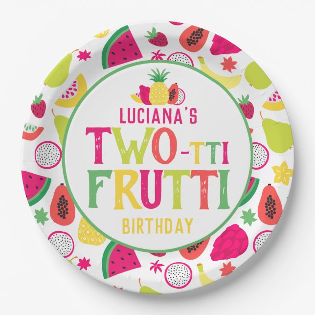 2nd Birthday Two-tti Frutti Fruit Birthday Party Paper Plates (Front)