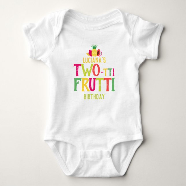 2nd Birthday Two-tti Frutti Fruit Personalized Baby Bodysuit (Front)