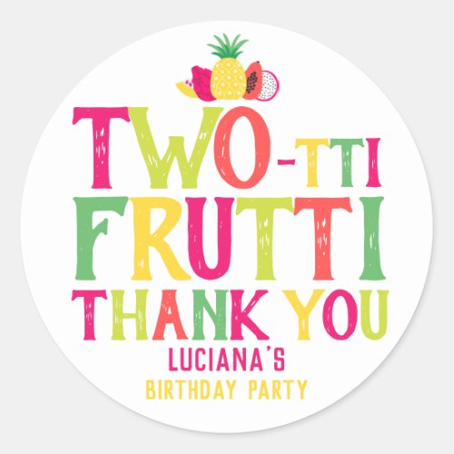 2nd Birthday Two_tti Frutti Fruit Thank You Classic Round Sticker
