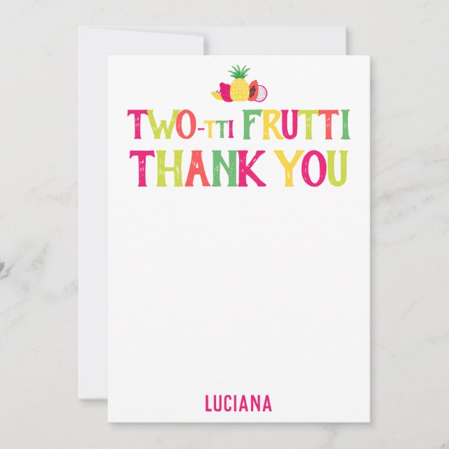 2nd Birthday Two-tti Frutti Thank You Personalized (Front)