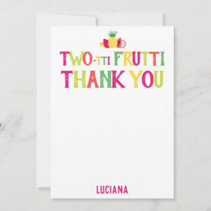 2nd Birthday Two-tti Frutti Thank You Personalized Card