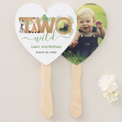  2nd Birthday Two Wild Safari Animals Jungle Photo Hand Fan