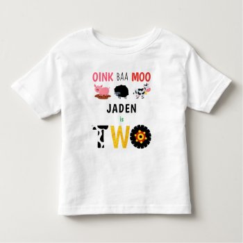 2nd Birthday Two Year Old Farm Birthday Toddler T-shirt by LilPartyPlanners at Zazzle