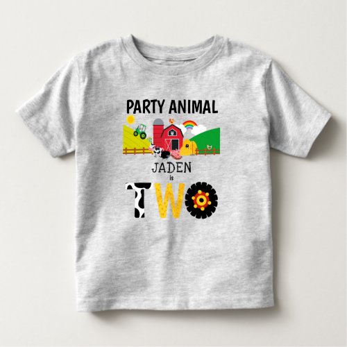 2nd Birthday Two Year Old Farm Party Animal Toddler T_shirt