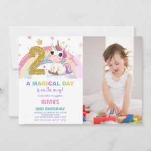 2nd Birthday Unicorn Birthday Invitations photo
