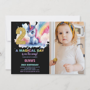 2nd Birthday Unicorn Birthday Invitations photo