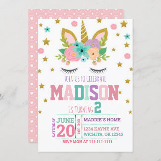 2ND BIRTHDAY UNICORN INVITATION TEMPLATE