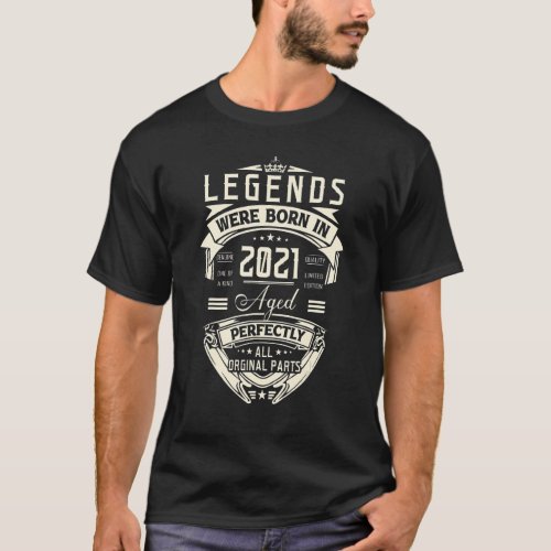 2nd Birthday  Vintage Legends Born In 2021 2 Years T_Shirt