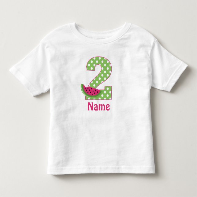 2nd Birthday Watermelon Pink Personalized T-shirt (Front)