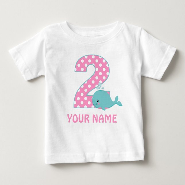 2nd Birthday Whale Girl Personalized T-shirt (Front)