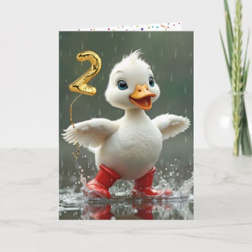 2nd Birthday White Duckling In a Rain Puddle 