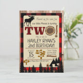 2nd Birthday Wild One Flannel Little Moose Theme Invitation (Standing Front)