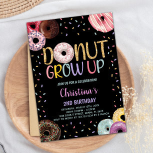 2nd Black Donuts Birthday Invitations