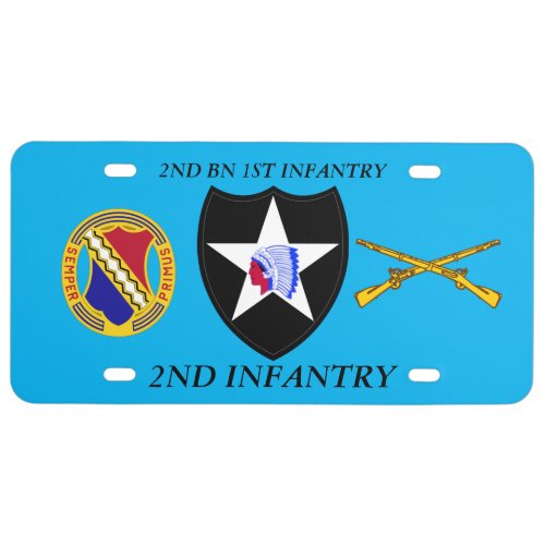 2ND BN 1ST INFANTRY REG 2ND INFANTRY DIVISION LICENSE PLATE