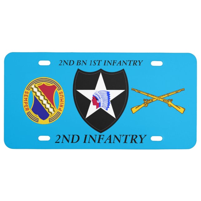 2ND BN 1ST INFANTRY REG 2ND INFANTRY DIVISION LICENSE PLATE (Front)