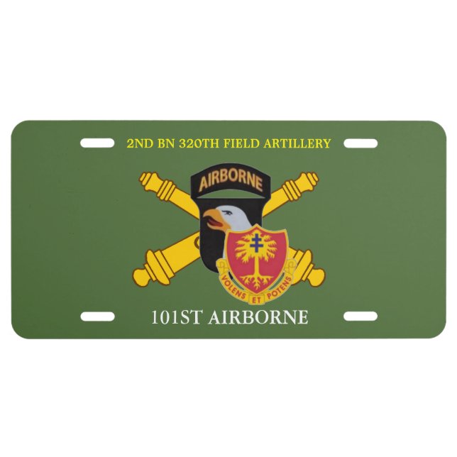 2ND BN 320TH FIELD ARTILLERY 101ST LICENSE PLATE (Front)