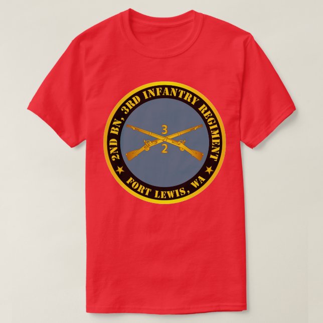 2nd Bn 3rd Infantry Regiment Ft Lewis WA w Inf Bra T-Shirt (Design Front)