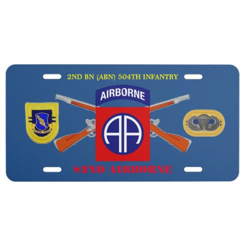 2ND BN 504TH INFANTRY 82ND ABN LICENSE PLATE