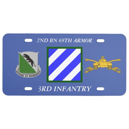 2ND BN 69TH ARMOR 3RD INFANTRY DIVISION LICENSE PLATE