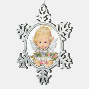 2nd Christmas Sweet Baby Snowflake Pewter Christmas Ornament