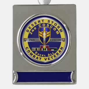 2nd Corps Support Command Desert Storm Veteran  Silver Plated Banner Ornament
